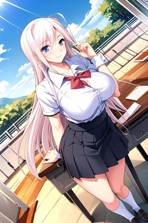 ((masterpiece)),((best quality)),ultra-detailed,illustration,1girl,wine,blue eyes,long hair,wine glass,instrument,alcohol,pink hair,formal,cup,smile,drinking glass,school uniform,food,solo focus,white hair,outdoors,desk,Have dinner,Blue sky,White cloud,,dutch angle,Beautiful body,Beautiful Nose,Beautiful character design,perfect eyes,perfect face,alluring,wallpaper,perfect lighting,Colorful,ultra highres,4K,photography,(Beautiful, large breasts:1.2),(beautiful face:1.2),(narrow waist),(full body:1.2),shiny skin,anime screencap,nsfw,<lora:Charlotte Hazelrink:0.7>,