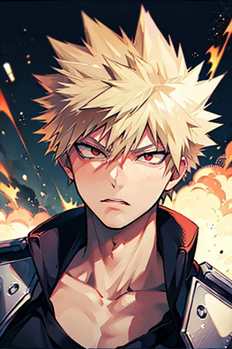 (masterpiece), best quality, expressive eyes, perfect face, bakugou katsuki, <lora:BakugouKatsukiV1-000021:0.7>, dynamic composition