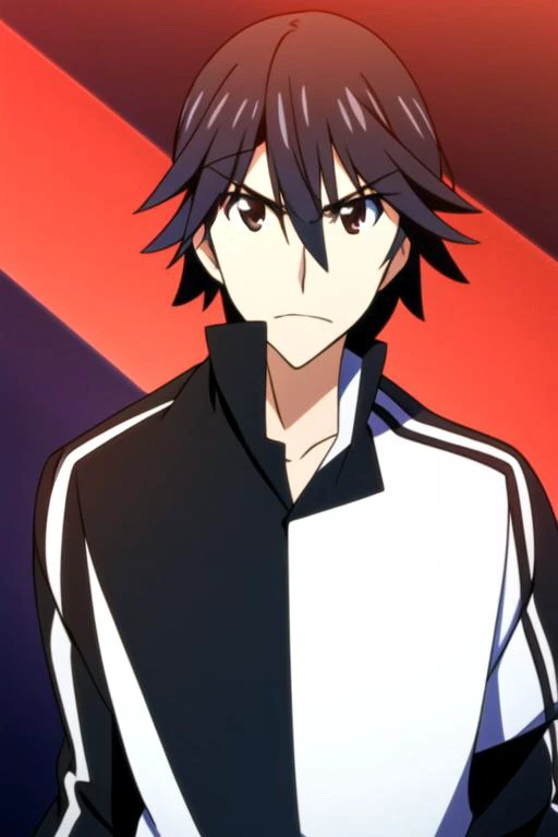 masterpiece, best quality, game cg, 1boy, male focus, <lora:ichika_orimura:0.64>, ichika_orimura, black hair, brown eyes, solo, looking at viewer, upper body, , , , hell, , <lora:kill_la_kill_style:1>, kill_la_kill_style