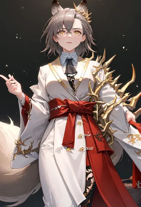 best quality, masterpiece, highres, solo, {penance_arknights:0.90}, {white kimono:1.35}, {red hakama:1.35}, {wide sleeves:1.20}