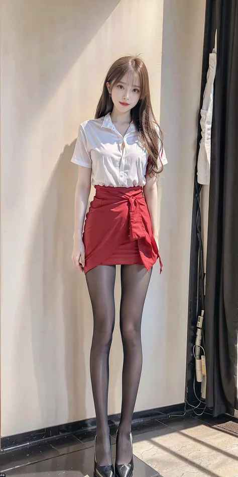 <lora:cuteGirlMix4_v10:0.6>, mix4, <lora:20d_v10:0.7>, 20d, solo, long_hair, shirt, dress, high_heels,full body, look_at_viewer, (8k, RAW photo, best quality, masterpiece:1.2), (realistic, photo-realistic:1.37), professional lighting, photon mapping, radiosity, physically-based rendering, pureerosface_v1, <lora:japaneseDollLikeness_v10:0.3>, <lora:koreanDollLikeness_v10:0.4>