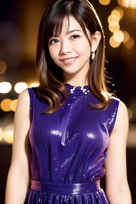 1 girl, (wearing a glitter 旗袍 dress:1.2), (RAW photo, highest quality), (realistic, Photoreal:1.4), table top, very delicate and beautiful, very detailed, 2k wallpaper, wonderful, finely, Very detailed CG Unity 8k 壁紙, super detailed, High resolution, soft light, beautiful detailed girl, very detailed目と顔, beautifully detailed nose, detailed and beautiful eyes, cinematic lighting, night city lights, Fantastic illumination, perfect anatomy, slender body, small, smile