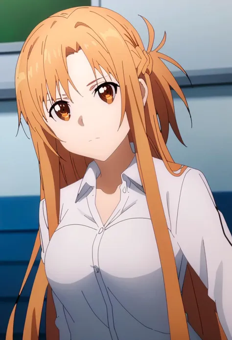 score_9,  <lora:yuuki_asuna:1> yuuki asuna, 1girl, asuna (sao), brown eyes, brown hair, closed mouth, dress shirt, long hair, looking at viewer, solo, white shirt, yuuki asuna