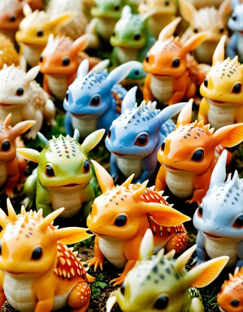 art by Cicely Mary Barker, Julio Shimamoto and Tim Hildebrandt, close up of an horde of diminutive creatures, Anime screencap, Orton effect, Kodak portra 800, F/14, absurdres, key visual