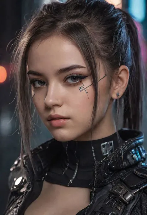 photo of top teen girl cyberpunk art, gothic art, extremely high quality RAW photograph, detailed background, intricate, Exquisite details and textures, highly detailed, ultra detailed photograph, warm lighting, 4k, sharp focus, high resolution, detailed skin, detailed eyes, 8k uhd, dslr, high quality, film grain