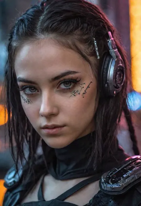 photo of top teen girl cyberpunk art, gothic art, extremely high quality RAW photograph, detailed background, intricate, Exquisite details and textures, highly detailed, ultra detailed photograph, warm lighting, 4k, sharp focus, high resolution, detailed skin, detailed eyes, 8k uhd, dslr, high quality, film grain