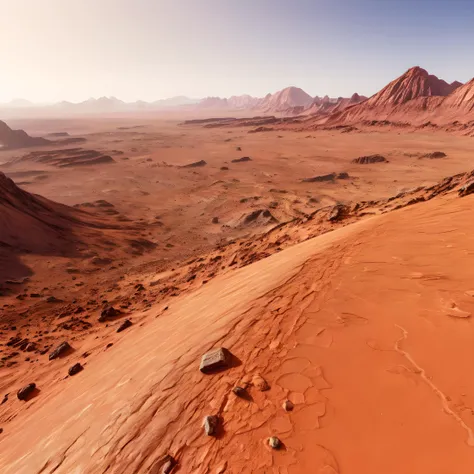mars, terrian, landscape, (jungle on Mars:1.4), clear sky, photorealistic, masterpiece, best quality, 8k, hyper detailed, best quality