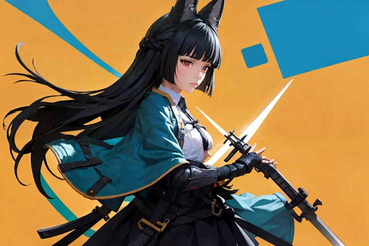 masterpiece, best quality,1girl, solo, weapon, letterboxed, sword, holding, holding weapon, holding sword