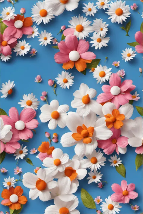 <lora:jing:0.9>,YJ,flower,white flower,pink flower,leaf,white background,simple background,daisy,blue flower,realistic,orange flower,panda illustration,