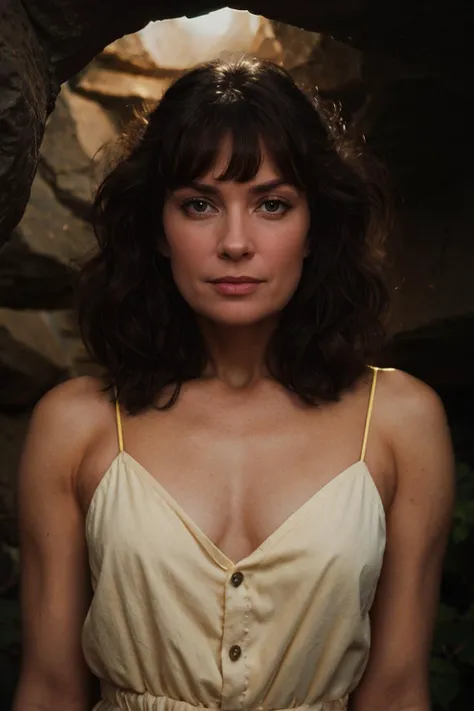 cute woman under drizzling rain, (elegant, beautiful face), transparent white dress, forest moss, black curly hair,flowers feld, , curly hair, magical atmosphere, (short hair), ((detailed skin, skin texture)), ultradetailed, (intricately detailed, fine details, hyperdetailed), raytracing, subsurface scattering, (fantasy underworld on background), diffused soft lighting, shallow depth of field, by (Oliver Wetter), sharp focus bokeh, (realistic photo quality:1.4) Kangana 