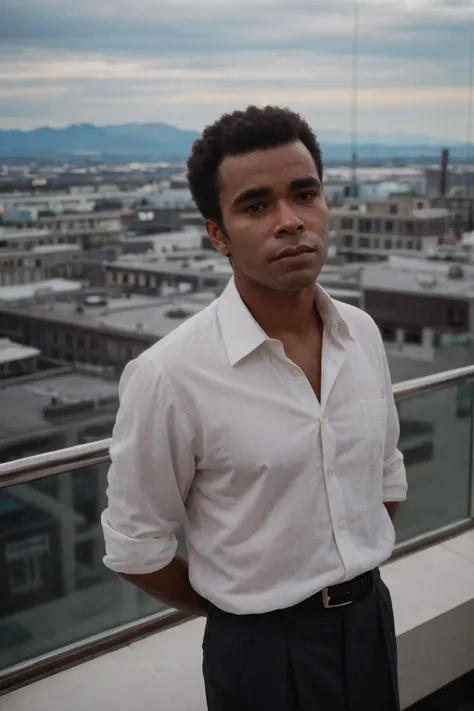 analog film photo solo, tstyle, realistic, ((vintage photo)), (((man:1.5), (male:1.5), person, 1boy, african man)), (((dark skin))), (((frustrated):1.2)), (((business suit and white shirt:1.3))), ((cyberpunk aerial tramway with panoramic city views)), ((dynamic pose)), high detailed, (cinematic shot:1.3), PA7_Photo, 8k, clear facial features, pastel themed colorgrade, in style of Paul Nicklen, <lora:PAseer-SD15-LCM Quick:1> <lora:picxer_real:.5> <lora:ReaLora:.2> skin <lora:TStyle_-_Photography_Style:.4>  <lora:[US]_-_Greg_Morris:1> gregmorris . faded film, desaturated, 35mm photo, grainy, vignette, vintage, Kodachrome, Lomography, stained, highly detailed, found footage