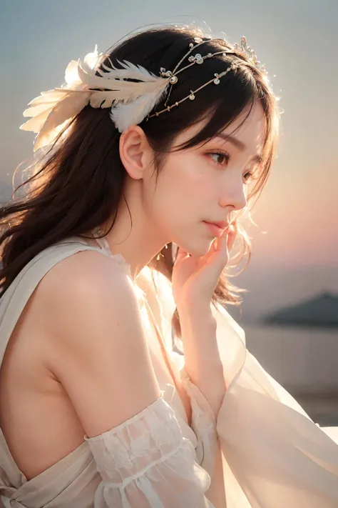 (extreme close up:1.5), (face shot:2),(Style of ???? ???:1.5),
((side face:2)),(1girl surrounded by soft_light:1.5), (backlighting:1.8), (lighting),(flowing fabric:1.3), <lora:backlighting:0.3>((Boho_chiffon_maxi_dress:1.5),(Feather_headpiece:1.4))),
(masterpiece), realistic, HDR, highly detailed, 8k, raw photo,
ambient occlusion, natural, harmonious composition, warm tones, fine art photography,