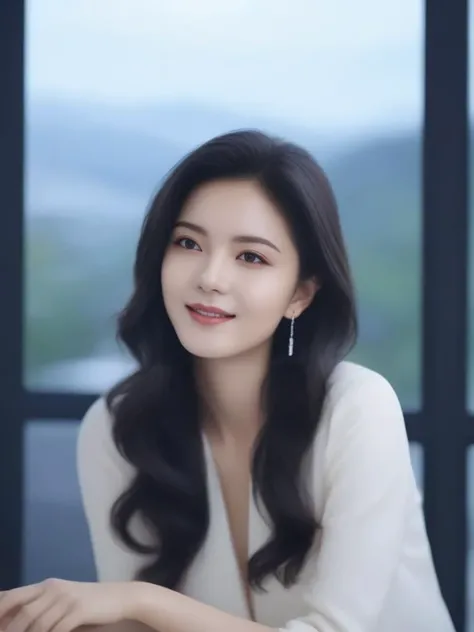 masterpiece, best quality, wall paper,(8k, best quality, masterpiece:1.2), (realistic, photo-realistic:1.37), ultra-detailed, soft light, 1 girl, cute, solo, beautiful detailed sky, detailed bedroom, open window, night, sitting, dating, (nose blush), (smile:1.15), (closed mouth) , beautiful detailed eyes, rain, (short hair:1.5),(leather jacket:0.8), floating hair NovaFrogStyle, , claevage, relaxing pose, silver hair, squinted eye, thin eyebrow, mature face, full shot body,<lora:sl_jim_xl:0.8>