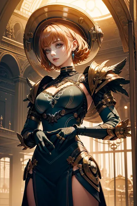 gwen tennyson,tracer,bulma,rebecca chambers,1girl,close up,moonlight,witch costume,gold neck jewelry,body tattoos,short hair,gown dress, pumpkin village,ceremonial cape,gothic corset,halloween forest,gold,amulets,glowing cauldron, gothic piercings and tattoos, white tribal top,green eyes,orange hair,shy smile,freckles,redhead,beautiful girl,large breasts,thigh high boots,ultra detailed,realistic,fantasy art,garter belt,holding a wand,black cat,