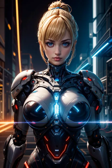 (ultra realistic,32k, masterpiece:1.2),(high detailed skin:1.1),( high quality:1.1),
1girl,blonde, ponytail hair, bangs,blue eyes, <lora:edgFuturisticRediscoveryv1:0.8>edgFut_clothing,idol outfit cosplay,,electric circuits, electricity,sparks,light glow clothing, wearing edgFut_clothing, robotics foundry, automated assembly lines, robotic prototypes, ai-driven factories, mechanical marvels blurry background,(looking at viewer, portrait:1.1),, (huge breast,large breast:1.1),<lora:add_detail:0.76>,
(lighting:1.1),