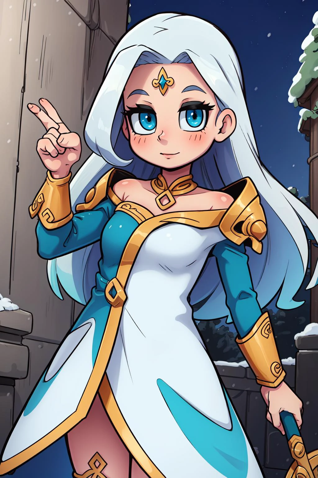 (masterpiece, best quality), intricate details,
1girl, <lora:Winterblessed_Diana:0.8> winterblessed diana, dress, pauldrons, long hair, white hair, forehead mark,
<lora:tohdrawsStyle_v1:0.8>