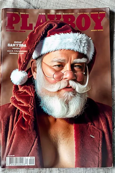grumpy old santa claus,hyperrealistic,detailed,photo, <lora:quiron_PlayboyCoverStyle_v3_lora:0.8> PlayboyCoverQuiron style, playboy cover
