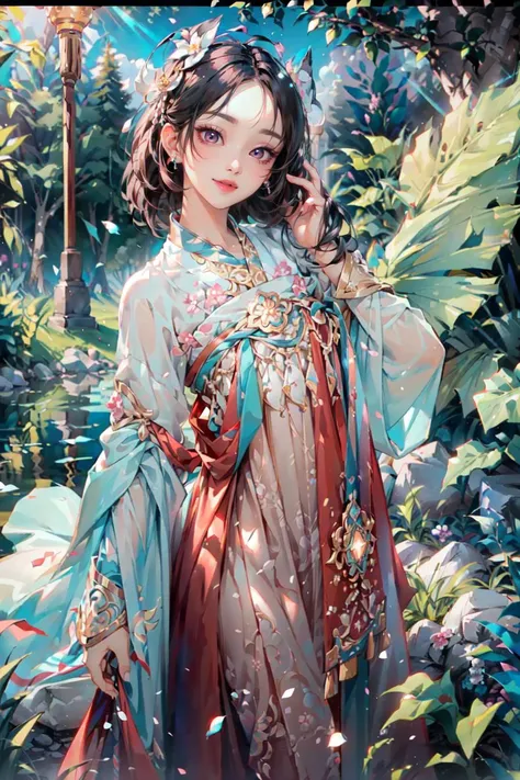 <(best quality, extremery best quality, masterpiece:1.4), (realistic, intricate details:1.4), (photorealistic:1.4), (extremely intricate:1.4), highres, ultra highres, ultra-detailed, absurdres, incredibly absurdres, extremely detailed, high quality, high resolution, hyperrealistic, ultra-realistic, hyper-detailed, top quality, best, fine detail, massive detail, Highly detailed, extreme detailed, highest detailed, high-res, absolutely resolution, reflection, (refraction:1.4), (hyperrealism:1.4)>, BREAK, 1girl, solo, looking at viewer, (young cute beautiful 18-year-old girl:1.4), 3d face, (hand of Guido Daniele:1.4), beautiful girl, Beautiful face, pretty, girlface, kpop idol, supermodel, stunning innocent symmetry face, perfect body, medium breast, slim waist, slim legs, (high detailed skin:1.5), glowing eyes, goddess, natural skin texture, shiny skin, White skin, Beautiful detailed face, detailed face, real skin texture, cute delicate face, finely detailed face, golden ratio, golden ratio face, expressive eyes, perfect face, perfect skin, flawless face, clear face, shiny hair, pale skin, Proper body proportion, perfect anatomy, realistic skin texture, luscious lips, glossy lips, natural makeup, beautiful bright pupils, slender figure, intricate eyes, detailed pupils, detailed face and eyes, longeyelashes, blush, good hand, perfect hands, pretty face, beautiful female bodies, finely detailed skin, oily shiny skin, clean facial features, an extremely delicate and beautiful, cute & girly, beautiful detailed eyes, stars in the eyes, detailed simmetric eyes, perfect smooth skin texture, BREAK, (((((standing, (hanfu, tang style, tang style outfits, pink upper shan, pink chest pleated skirt, red with pink waistband, red pibo:1.4), (smile, Pink hair, Pink eye, long hair, Pink eyelashes, Pink lips, Pink lip colour, Eyes glowing Pink, flat bangs, pink fluffy bunny:1.5), (night, Night time, moon light, sky, landscape, aurora borealis, stars, outdoors, Chinese, Pink fireworks, Sakura tree background:1.4), (lake background, mountains, full moon background, night lake shore, river, forest, chinese style countryard, lanterns, pond, cobblestone pathway, building pavilion, chinese buildings, moutains, misty lake, ancient chinese background, puddle, after the rain, petals falling, wet grass and trees, flower sea, in a meadow, waterfall, breeze, flying splashes, flying petals, leaves, bloom, bloom effect, surrounded by heavy floating petal flow, petal, Pink butterfly, flower, detailed beautiful grassland with petal, flowers, plants, Pink rose, many Pink roses, leaves falling from the tree, dust is drifting, ethereal, scenery, nature, mysterious background:1.4), (iridescent colors, Iridescence, blush, mysterious, fantasy background, fantasy, open mouth:1.2), (fog, wind:1.2), (Luminescent Particles:1.3), (fullbody:1.2), (eye focus, face focus, character focus, close-up face:1.2), (dutch angle, cowboy shot:1.3), colorful refraction)))), BREAK, <watercolor, available light, detailed light, volumetric fog, beautiful lighting, Rembrandt lighting, Cinematic, pixel art, game art, key visual, surreal, PBR Texturing, Anisotropic Filtering, Maximum Clarity And Sharpness, Albedo And Specular Maps, Multi-Layered Textures, Surface Shading, Sub-Pixel Convolution, Sub-Pixel Convolution, Accurate Simulation Of Light-Material Interaction, blurry foreground, broad light, volumetric light effect, matte painting, perfectly defined features, volumetric lighting, Tone Mapping, Lumen Reflections, Global illumination, Ray Tracing, Screen Space Global Illumination, Accent Lighting, 32k, Natural Lighting, volumetric, cinematic masterpiece, Rule of thirds, high dynamic range, Multi-exposure HDR capture, cinematic render, game cg cinematic, atmospheric perspective, movie scene, epic dynamic frame, motion blur, ((cinematic look, Film look)), rim light, 4k textures, adobe lightroom, photolab, insane details, hyperdetailed, exposure blend, professional color grading, professional color correction, aerial perspective, particles and dust in beams of light, cinematic scene, dynamic lighting, sharp details, lomography, soft focus, light leaks, bold hues, atmospheric depth, (explosive light and shadow:1.2), aesthetics, intricate designs, ultra realistic digital art, (zentangle, mandala, tangle, entangle), (fractal art), elegant, vivid colours, floating particles, particles, dramatic, epic, (ink drawing, oil painting detailed), (dramatic lighting:1.2), RAW, huge filesize, extremery detailed CG, Photo, 8k uhd, cinematic atmosphere, trending on artstation, award-winning glamour photograph, highly detailed photo, official art, beautiful and aesthetic, unity 8k wallpaper, beautiful, highly detailed CG illustration, best illustration, intricate, Amazing, emotional, analog, painting, digital painting, concept art, Oil Painting, illustration, Classical art, Renaissance, Romanticism, Neoclassicism, Color Palette, depth and contrast, Vibrant colors, saturated, rich saturation, color harmony, vivid palette, concept-art, design style, detail character, concept render, colorful, analog photography, dreamy atmosphere, specular highlights, atmospheric lighting, (dynamic angle, dynamic pose :1.3), (shiny, clothes reflecting light, lens flare, bloom effect, light particle, lens glare:1.3), realistic lighting, cinematic light, (cinematic lighting), light in the face, soft lighting, saturated colors, detailed background, sharp focus, 8k high definition, perspective, Master Composition, roughness, post-processing, soft shadows, realistic shadows, ambient occlusion, ray-tracing, subsurface scattering, photon mapping, physically-based rendering, octane rendering, unreal engine 5, ue5 rendering, Adobe After FX, dslr, RTX, Best character details, radiosity, sharp, antialiased, RAW photo, HDR, 8k, 4k, (((Photographed by Roger Deakins, using a RED Monstro 8K VV camera and a series of high-end lenses))), ((Hasselblad photography)), (film grain:1.4), Kodak portra 400, ((Fujifilm X-T5)), professional photograph, depth of field, caustics, Broad lighting, diffuse lighting, rim lighting, two tone lighting, textile details, visible pores, high resolution scan, professionally color graded, photographic reality, automatic white balance, best lighting, detailed shadow, high contrast, strong light and shadow>, (PureErosFace_V1:0.5), (ulzzang-6500:1), <lora:epiNoiseoffset_v3:0.05>, <lora:add_detail:0.1>, <lora:hanfuTang_v35:0.8>, <lora:zhongfenghuaxiyou-000018:0.05>, zhongfenghua
