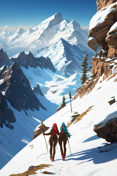 two women adventurers in the mountains