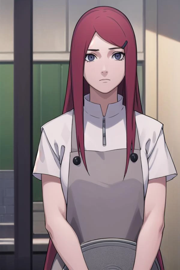 kushina, <lyco:kushina-lyco-nochekaiser:1>,
kushina, long hair, hair ornament, red hair, hairclip, (grey eyes:1.5),
BREAK shirt, dress, jewelry, white shirt, short sleeves, apron, bracelet, green apron, collar,
BREAK looking at viewer, full body, (cowboy shot:1.5),
BREAK indoors,
BREAK <lyco:GoodHands-beta2:1>, (masterpiece:1.2), best quality, high resolution, unity 8k wallpaper, (illustration:0.8), (beautiful detailed eyes:1.6), extremely detailed face, perfect lighting, extremely detailed CG, (perfect hands, perfect anatomy),