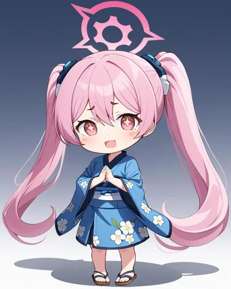 koyuki \(blue archive\), halo, twintails, kimono, hair_flower, 2girls, chibi, wide_sleeves, official_alternate_costume, +_+, sandals, open_mouth, obi, skin_fang, floral_print, solo_focus, clenched_hands, long_sleeves, blush, standing, full_body, :d
<lora:koyuki_(blue_archive)_image708_2023-11-28-000012:1>halo. gorgeous,key visual, vibrant, studio anime,award-winning, professional, highly detailed,high budget, cinemascope