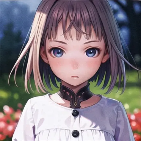 girl,upper body,(depth of field),(looking away), delicate eyes,(colorful hair),dynamic_angle, many flowers on hair, (loop at view), <lora:range_marata:0.7>