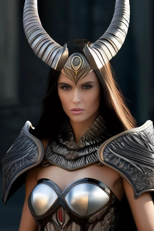 score_9, score_8_up, score_7_up, 1goddeds,close-up, armor, bat wings, solo, very complex shoulder armor, intricate details, portrait of <lora:Nessa_Devil:1> god, powerful, white long hair blowing in wind, digital painting, mystic beauty up, raw, fcNeg, Expressiveh, (realistic:1.2), highly detailed, fantasy,
/BREAK/
1woman, 2318 years old, ancient goddess, very old knight, divinity, perfect realistic skin, (mischievous expression:1.2), (red eyes:1.2), natural skin texture, exposed, (perfect face:1.2), (shiny white shag hair:1.5), (bangs:1.3), subsurface scattering, flat breasts, horny, (blush:1.2), very detailed face, covered by black feathers, giant black wings, black and white feathers, giant long slick big horns, straight giant horns, black horns, very stick, gradient black-white horns, backlight, rim light giant horns begin in eyebrows, eyebrows horns, very complex details, dark red background