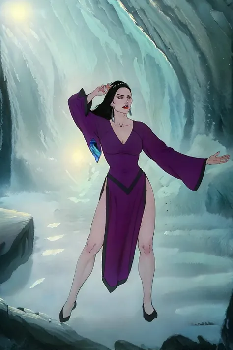 <lora:Fire_and_Ice_Juliana-53:0.66> juliana, purple dress, wide sleeves, glacier, world of ice, dynamic pose, cowboy shot:1.2, looking at viewer, high contrast, sharp focus, masterpiece, best quality, highly detailed, HDR, highest quality, highres, sharp focus, 8k, 16k, skin pores, dynamic lights, realistic shadows, best shading, award winning masterpiece