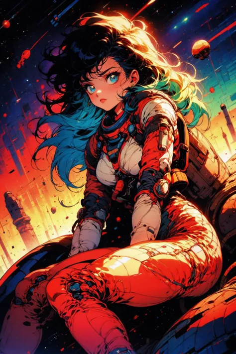 (masterpiece:1.4), (intricate:1.2), (detailed:1.2), (vibrant colors:1.2), BREAK,
(retro:1.0), (vintage:1.0), (dynamic angle:1.0), BREAK,
(girl:1.2), (sitting:1.0), (spacesuit:1.1), (space:1.1), <lora:Retro_Anime-000002:0.8>