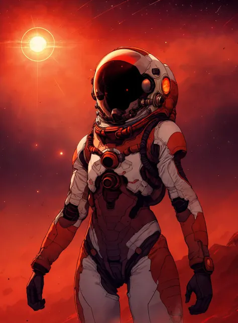 draw of a place,
mars, sun, red sky, astronaut far,
<lora:Retro_Anime-000002:.7>, <lora:more_details:0.8>