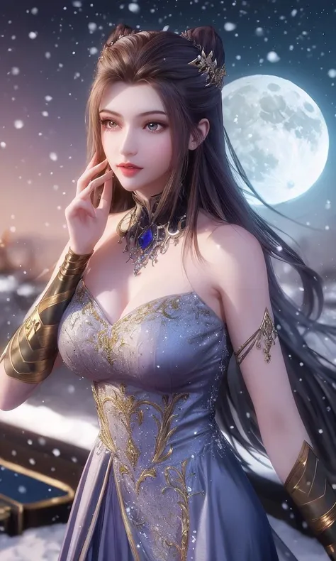 (,1girl, pov,best quality,masterpiece,  ) ,(((,1girl, , full moon,  night,  snowing,   )))     <lora:DA_ZhuZhuQing:0.6>
ultra realistic 8k cg, flawless, clean, masterpiece, professional artwork, famous artwork, cinematic lighting, cinematic bloom, perfect face, beautiful face, fantasy, dreamlike, unreal, science fiction, luxury, jewelry, diamond, gold, pearl, gem, sapphire, ruby, emerald, intricate detail, delicate pattern, charming, alluring, seductive, erotic, enchanting, hair ornament, necklace, earrings, bracelet, armlet,halo,autumn leaves,