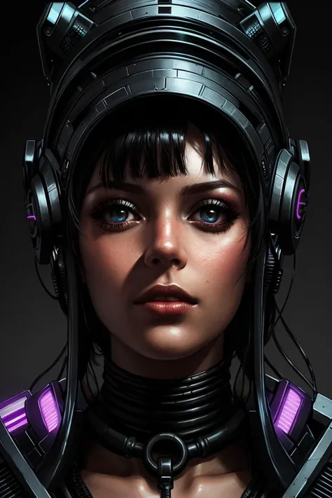 closeup portrait hdr cyberpunk otherworldly black