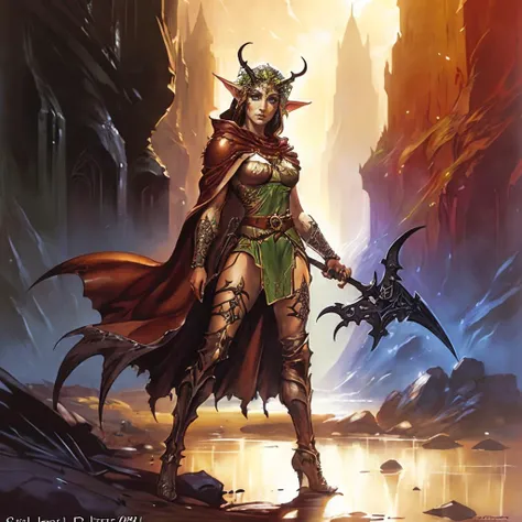 Masterpiece, (d&d concept art), (half-elf Druid), woman, epic, brutalism, highly detailed, RPG artwork, dungeons and dragons, dark sun, action pose, oil on canvas, grimdark, bold colors, (by Luis Royo and Boris Vallejo:1.1), (thorn whip), (leather armor), (cloak)
<lora:hair_length_slider_v1:-4.0>