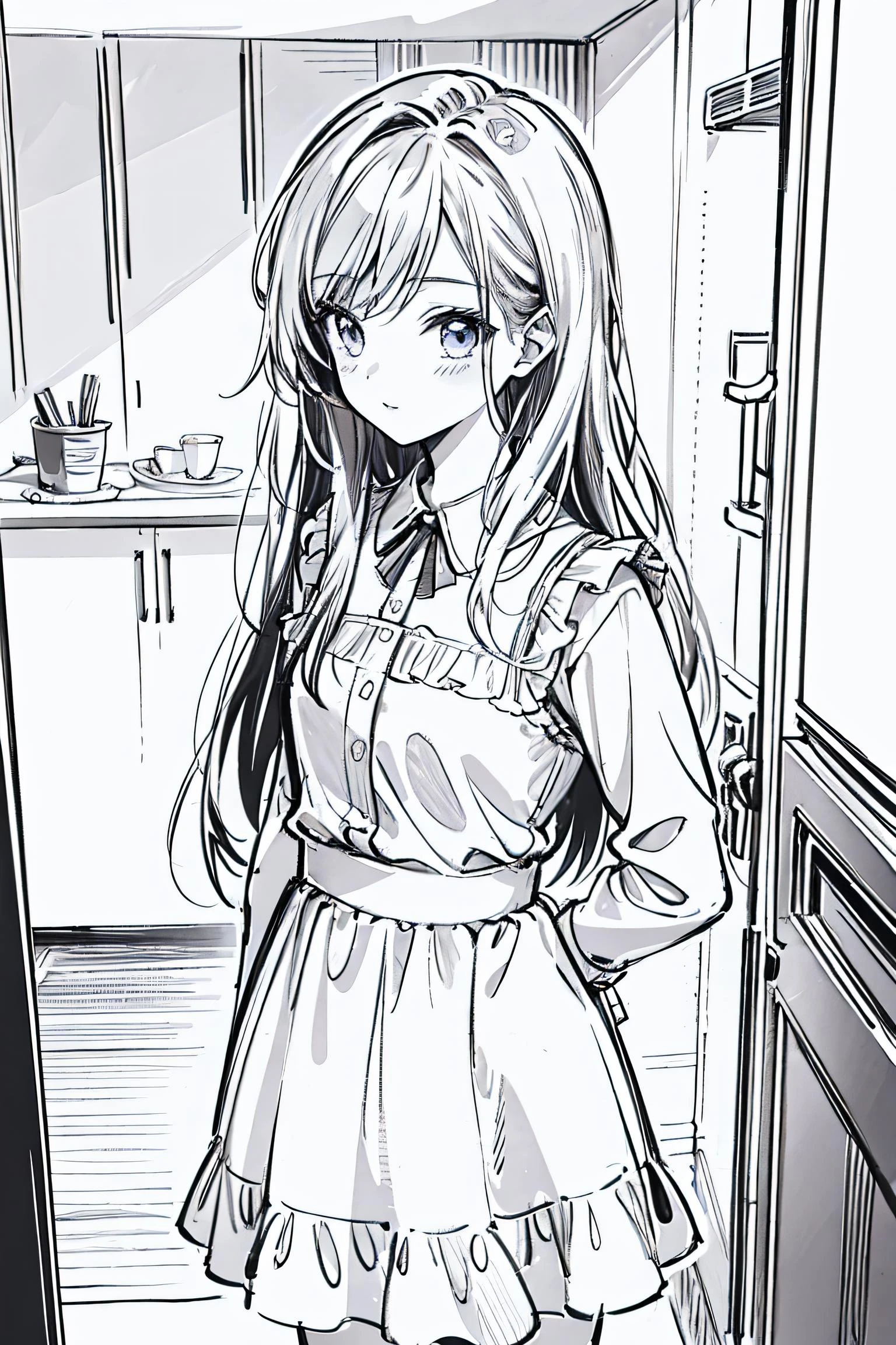 Best quality,Masterpiece,1girl, <lora:水彩ç¬v1.2:1>,lineart,