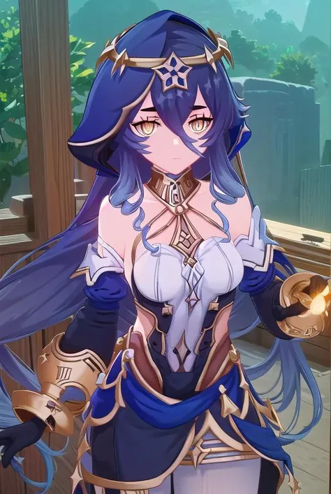 layla, <lora:genshin layla ingame-lora-nochekaiser:1>,
layla, long hair, bangs, hair between eyes, very long hair, blue hair, (yellow eyes:1.3), sidelocks, pointy ears, drill hair, twin drills, (bright pupils:1.5), white pupils, drill locks,
BREAK gloves, long sleeves, bare shoulders, jewelry, pantyhose, detached sleeves, black gloves, puffy sleeves, hood, juliet sleeves, hood up, white pantyhose, claw ring,
BREAK outdoors,
BREAK looking at viewer, (cowboy shot:1.5),
BREAK <lyco:GoodHands-beta2:1>, (masterpiece:1.2), best quality, high resolution, unity 8k wallpaper, (illustration:0.8), (beautiful detailed eyes:1.6), extremely detailed face, perfect lighting, extremely detailed CG, (perfect hands, perfect anatomy),