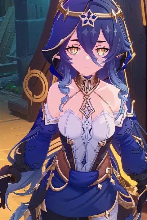 layla, <lora:genshin layla ingame-lora-nochekaiser:1>,
layla, long hair, bangs, hair between eyes, very long hair, blue hair, (yellow eyes:1.3), sidelocks, pointy ears, drill hair, twin drills, (bright pupils:1.5), white pupils, drill locks,
BREAK gloves, long sleeves, bare shoulders, jewelry, pantyhose, detached sleeves, black gloves, puffy sleeves, hood, juliet sleeves, hood up, white pantyhose, claw ring,
BREAK outdoors,
BREAK looking at viewer, (cowboy shot:1.5),
BREAK <lyco:GoodHands-beta2:1>, (masterpiece:1.2), best quality, high resolution, unity 8k wallpaper, (illustration:0.8), (beautiful detailed eyes:1.6), extremely detailed face, perfect lighting, extremely detailed CG, (perfect hands, perfect anatomy),