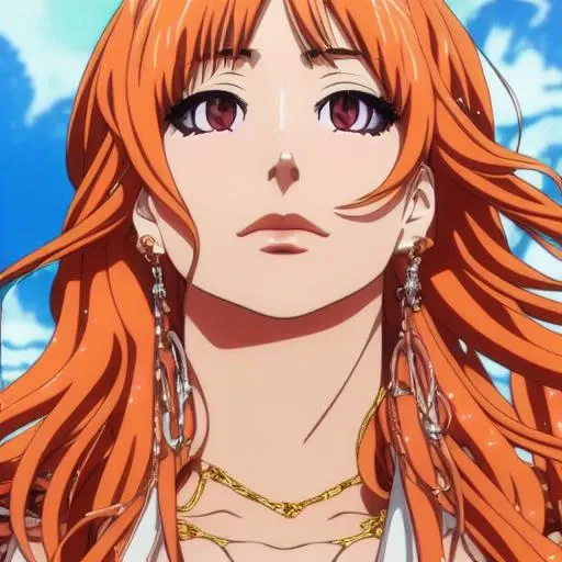 anime key visual;noophLiah in Feminine haute couture outfit in the style of 90's vintage anime, surrealism, akira style. detailed line art. fine details. fine jewelry. very Feminine. orange vibe.