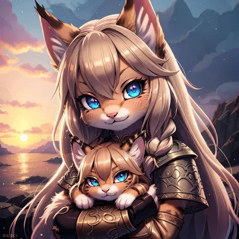 <lora:v1k1ng:1> v1k1ng, furs, leather armor, braids,
(anthro kitten),chibi, gentle smile, (detailed perfect eyes), (detailed fluffy fur), (detailed hair)
evening, summer cinematic light, vivid colors, hair bow,
(masterpiece:1.2), (highly detailed:1.2), (intricate:1.2), (best quality:1.2),(8k:1.2),
cinematic light, vivid colors