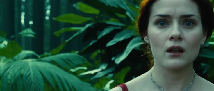 (((Christina Hendricks))), sexy, cleavage, puffy nips, unclad, risqué, red hair, beautiful, curvaceous, sheer dress, 1940s, damsel in distress, being carried by swamp thing, (grope), harassed by Cthulhu