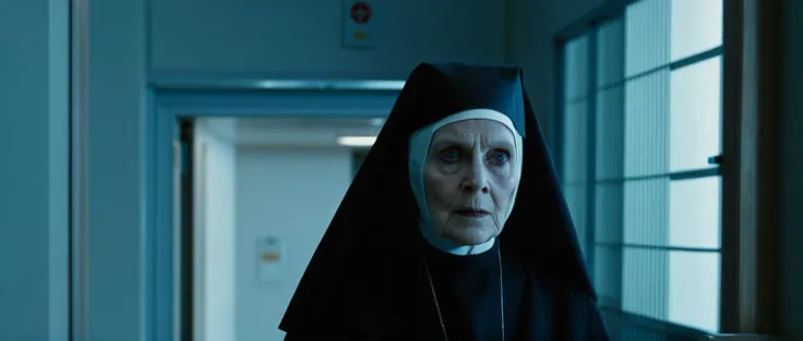 <lora:add-detail-xl:1.5> <lora:MovieStillXLV7:1>Movie still of a scary old nun standing inside a hospital room, looking at the camera, white face, in focus, scary vibes,  horro movie, dramatic lighting, eyes shadow, full shot  <lora:LowRA:0.7>