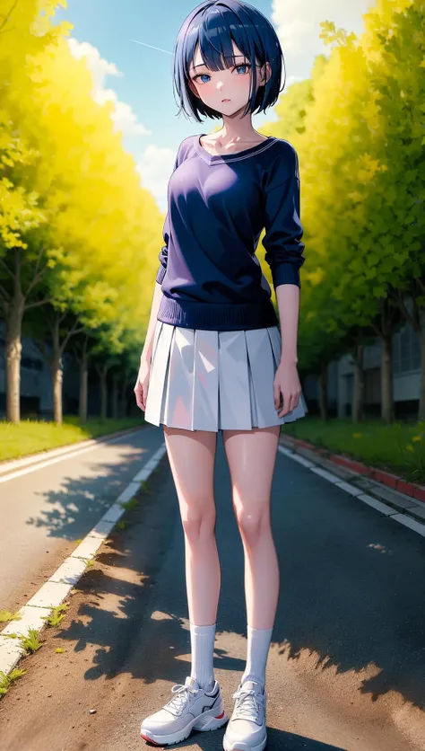 ((((ultra illustrated style:1.0)))),best quality,best animated,masterpiece,ray tracing, global illumination,Kiritani Haruka,1girl, solo, outdoors,full body,standing, looking at viewer