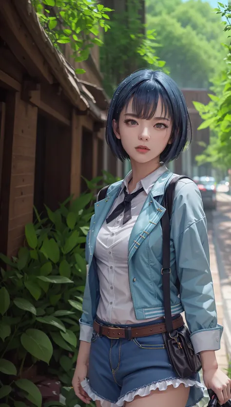 (8k, RAW photo, best quality, masterpiece:1.2), (realistic, photo-realistic:1.37), ultra highres, depth of field, chromatic aberration, caustics, Broad lighting, natural shading,Fujifilm XT3,masterpiece,ultra detailed,idol clothes,1girl, solo, outdoors,standing,looking at viewer,cowboy shot, <lora:Kiritani Haruka_02:0.7>