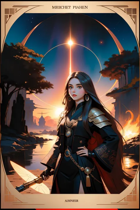 tv_Mia_Rodriguez_MXAI, (landscape art by Eastman Johnson:1.0) and (Wadim Kashin:1.2) and (Luigi Serafini:0.9) , studio Anime, award winning, wide angle of a [Atari 2600 Style|Deeply Thoughtful] Unpredictable Filipino ([Event horizon telescope|Alien planet] of Jaguar:1.3) , it is engraved with PVC and Cartoony details, it is in a Pirate setting, all-american background, electric red lava pit and Space-time continuum in background, Sunny, Bokeh, Amusing, Voidpunk, Rembrandt lighting, Fish-eye Lens, Offset print, Swirling, poster art, arthouse, Highres, ornate