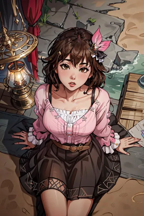 (masterpiece, best quality), intricate details, 8k, artstation, wallpaper, official art, splash art, sharp focus,
1girl, <lora:tokino_sora_v20a:0.8>ts2, brown eyes, pink shirt, long skirt, belt, long sleeves, breasts
<lora:PovWarizaFromAboveV1:0.8> wariza, from above, downblouse,
