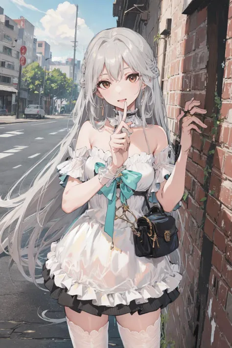 best quality, masterpiece,
1girl, standing, outdoors, long hair,
