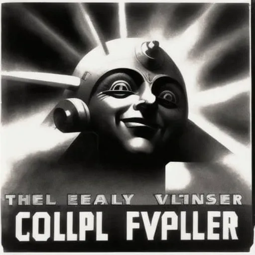 a evil machine monster looming over humans, perspective, art deco, Movie still Metropolis_e,