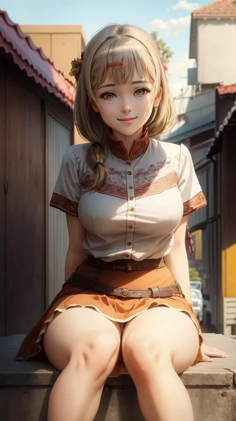 a profesional picture of 1 girl, young girl,small breasts,astetic beauty, <lora:boss-jahychan:0.69> boss on sunset , siting, corss legs, smile, , laughting realistic ,perfect quality,best quality,ultrasharp,ultradetailed,perfect quality,masterpiece,intricated details, cowboy shot <lora:add_detail:0.4> hotify,