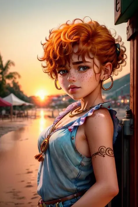 a profesional picture of 1 girl, young girl,small breasts,astetic beauty, <lora:LeeKanker:0.69> LeeK, jewelry, leek, freckles, hair over eyes, hoop earrings on sunset , __Atr/sx_lora__ , sad realistic ,perfect quality,best quality,ultrasharp,ultradetailed,perfect quality,masterpiece,intricated details, cowboy shot <lora:add_detail:0.4> hotify, <hypernet:sxzBloom_sxzBloom:0.4> ,