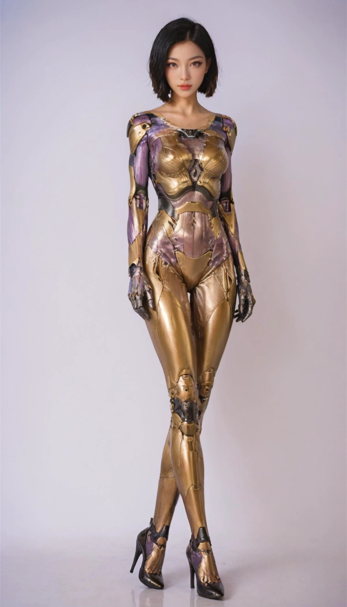 score_9,score_8_up,score_7_up, 20 years old, 8k, hd, beautiful girl, black hair, short hair, full body, high heels, cyborg,
1girl, detailed face, beautiful woman's face, white background, looking at viewer, <lora:alita-withou-bodysuit-pony:0.67>
