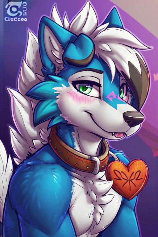 Blue Shiny Lycanroc, male, brave male, very manly, some muscles, wolf accents, wolf ears, ears up, blue fur, blue body, blue skin, Green eye, Shiny eyes, Pixar eyes, perfect eyes, wearing cowboy hat, wearing cowboy outfit, holding a love letter in shape of a heart, (hyper realistic 1.7), long fluffy tail, very large tail, tail up, very furry and fluffy, very large fangs, smiling, perfect ligthing, close up to chest, be my valentine background, front View, looking at Viewer, (dimwitdog 2.7), (thesecretcave 1.9), (zaush 1.6), (cooliehigh 1.9), (R-mk 1.9), (complextree 2.4), (pixelscketcher 1.9), (Cervina7 1.4), (messh 1.9), (eternityzinogre 2.1)